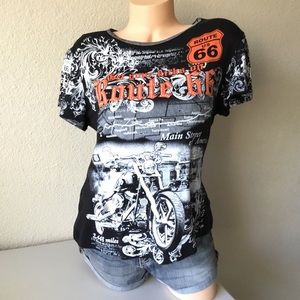 Big Bang Route 66 Motorcycle Graphic T-Shirt